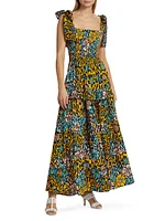 Idera Cotton Floral Ruffled Maxi Dress