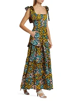 Idera Cotton Floral Ruffled Maxi Dress