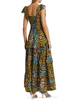 Idera Cotton Floral Ruffled Maxi Dress