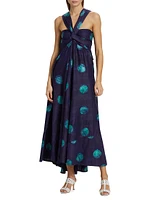 Anike Cotton Halter Dotted Maxi Dress