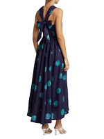 Anike Cotton Halter Dotted Maxi Dress