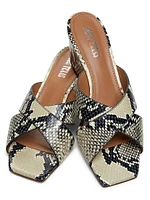 Python-Print Leather Mules