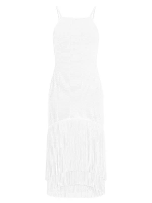 Textured Sleeveless Fringe Midi-Dress