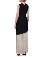 Two-Tone Asymmetric Hem Fringe Gown