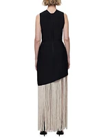 Two-Tone Asymmetric Hem Fringe Gown