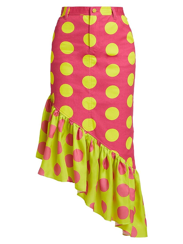 Ruffled Polka Dot Midi-Skirt