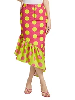 Ruffled Polka Dot Midi-Skirt