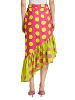 Ruffled Polka Dot Midi-Skirt