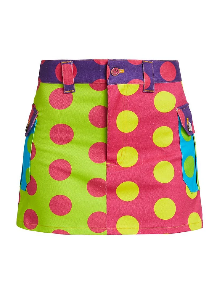 Polka-Dot Cargo Miniskirt