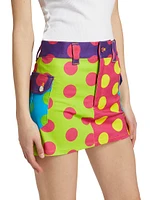 Polka-Dot Cargo Miniskirt