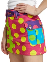 Polka-Dot Cargo Miniskirt