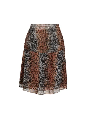 Linear Leopard Miniskirt