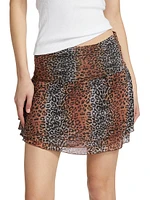 Linear Leopard Miniskirt