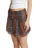 Linear Leopard Miniskirt