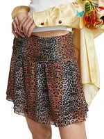 Linear Leopard Miniskirt