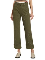 Dylan High-Rise Splattered Paint Straight Jeans