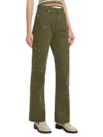 Dylan High-Rise Splattered Paint Straight Jeans