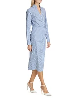 Wright Striped Cotton Poplin Midi-Dress