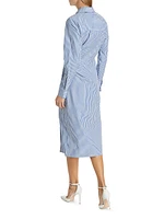 Wright Striped Cotton Poplin Midi-Dress