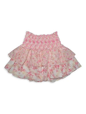 Girl's Floral Eyelet Tiered Skirt