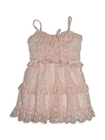 Girl's Eyelet Ruffle-Trim Dress