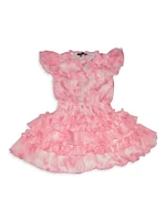 Girl's Tie-Dye Ruffle-Trim Dress