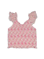 Girl's Floral Smocked Top