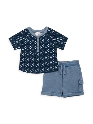 Baby Boy's & Little Marine Henley T-Shirt Shorts Set