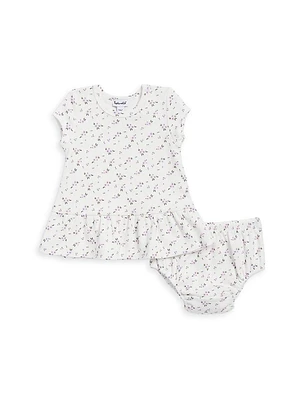 Baby Girl's Spring Bloom Ribbed Dress & Bloomers Set