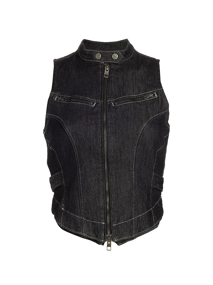 Express To Mars Paradigm Denim Moto Vest