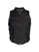 Express To Mars Paradigm Denim Moto Vest