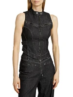 Express To Mars Paradigm Denim Moto Vest