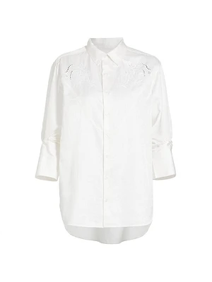 Dree Cotton-Silk Eyelet Shirt