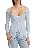 Cotton & Cashmere Ribbed Sweetheart Cardigan