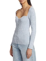 Cotton & Cashmere Ribbed Sweetheart Cardigan