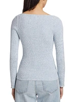 Cotton & Cashmere Ribbed Sweetheart Cardigan