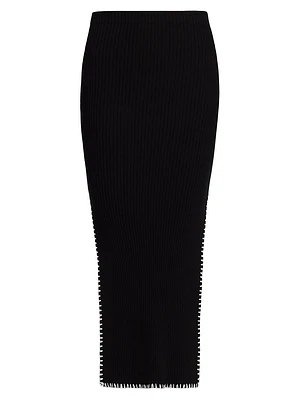 Cotton & Cashmere Rib-Knit Skirt