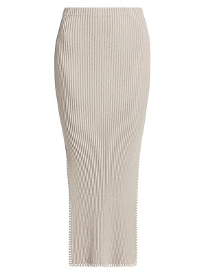 Cotton & Cashmere Rib-Knit Skirt