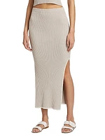 Cotton & Cashmere Rib-Knit Skirt