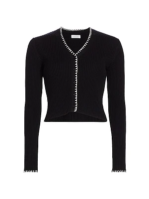Cotton & Cashmere Rib-Knit Cardigan