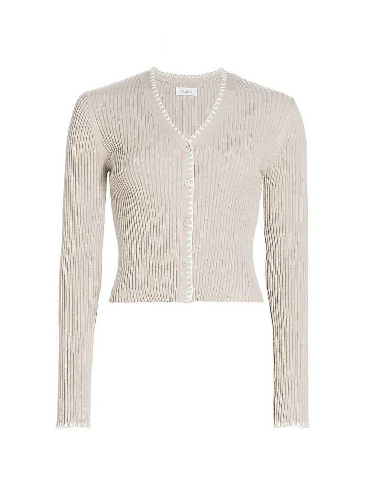 Cotton & Cashmere Rib-Knit Cardigan