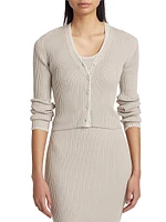 Cotton & Cashmere Rib-Knit Cardigan