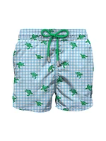 Checked Turtle Swim Trunks