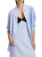 Asymmetric Patchwork Button-Front Shirt