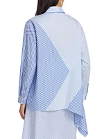 Asymmetric Patchwork Button-Front Shirt