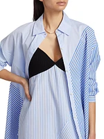 Asymmetric Patchwork Button-Front Shirt