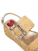 Strass Buckle 60MM Raffia Wedge Sandals