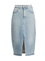 Denim Split Midi-Skirt