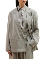 Convertible Double-Breasted Cotton-Blend Blazer