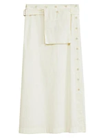 Cotton-Blend Maxi Wrap Skirt